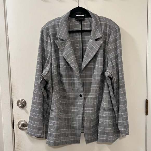 Lane Bryant Womens Gray The Bryant Blazer Glen Plaid Padded Blazer Sz 28 - Picture 3 of 10